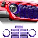 JeCar Mesh Grill Inserts & Headlight Cover Trim Kit for Jeep Wrangler JL JLU 2024+ (Purple)