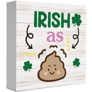 Funny St Patricks Day Irish Decor Bathroom Desk Accessories St Patricks Irish Shamrock Decorations for Home Toilet Shelves Restroom Desk Decor 5 X 5 Inch (As)