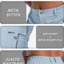 ELLEVEN Cargo Shorts Women Y2K Mini Summer Shorts with Pockets High Stretch Elastic Waist Cotton Casual Hiking Short Skinny Sexy Hot Streetwear Trendy Light Blue Medium (Blue, M)