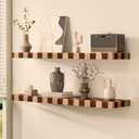 Floating Shelves for Wall, 24 Inch Solid Wood Checkered Wall Shelves, 24inch, 2Packs