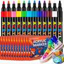 Acrylic Paint Markers, 144 Pack with 12 Colors Medium Tip Acrylic Paint Pens for Painting on Rocks, Canvas, Ceramic, Wood, Glass for Artists and Adults, DIY, Holiday Decorations & Art Supplies