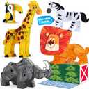 Oriate Magnet Safari Animals for Magnetic Tiles, 5pcs Zoo Animal Toys for Magnetic Blocks, Movable Joint Magnet Safari Animals Figures Compatible with Magnetic Building Tiles for Kids Magnetic Tiles