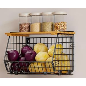 Wire Fruit Basket for Kitchen Storage: Hanging and Counter Basket for Vegetable Produce - Potato and Onion Storage for Pantry, 1 Pack