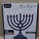 LED Electric Blue Hanukkah Menorah with Special Effects - Battery/USB Powered, Star of David, 4 Lighting/Blinking Modes, Large LED Bulbs, Chanukah Traditional Electric Menorahs - Navy Blue