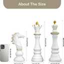 Large Chess Pieces Decor with Knight, King and Queen, Vintage Gold Chess Decor for Living Room, Bookshelves and Office Cabinets (White)