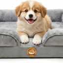 Orthopedic Dog Bed for Small Dogs- Memory Foam Pet Bed with Cooling Support, Calming Washable Dog Bed with Soft Bolster, Removable Machine Washable Cover, Non-Slip Bottom with My Home Label