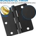 12 Pack Black Door Hinges Black Matte Black Hinges for Doors 3 1/2 Interior Door Hinges 3.5" x3.5 Inch Hinges Rounded 1/4" Raidus Standard Residential Bedroom Door Hinge Sturdy Door Hardware