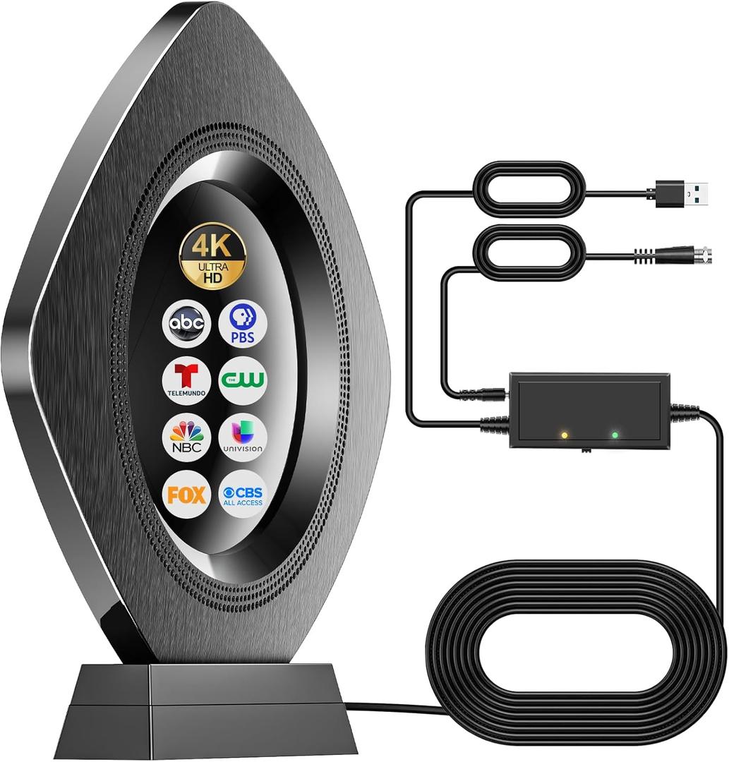 900+ Miles Long Range TV Antenna for Smart TV, Digital HD Indoor Outdoor Antenna -Support 8K 4K 1080p All Old TV-Smart Switch Amplifier Signal Booster HDTV Antenna for Local Channel-32ft Coax Cable