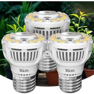 Grow Light Bulbs, A15 7W Plant Light Bulb for Indoor Growing, High PPFD, Full Spectrum, 60W Equivalent, E26 Base, LED Grow Lights for Indoor Plants, Seed Starting 3pack