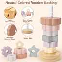 Joyreal Wooden Spinning Stacking Toys, Neutral Ring Stacker Montessori Toys for Toddlers 1-3, Christmas Birthday Gifts for Boys Girls