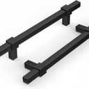 goldenwarm 10 Pack Cabinet Handles Matte Black Cabinet Pulls 3-3/4 Inch Hole Center Drawer Pulls Modern Bar Dresser Handles for Bathroom Kitchen Bedroom, Zinc Alloy