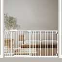 Extra Wide Baby Gate - 62-67 Inch Tension Mounted Safety Child & Pet Gate - White Metal - Walk Through - Long - for House Doorways & Stairs, White