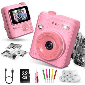 Kids Camera Gifts for Girls Boys - Christmas Birthday Xmas Gift for Girl Boy Age 3 4 5 6 7 8 9 10 11 12 Year Old - Instant Print Digital Toys Ages 3-5 6-8 8-12 Years Olds - Toddler Learning Kid Toy (Pink)