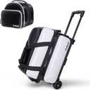 2 Ball Bowling Bag with Wheels + 1 Ball Color Matching Add On Tote,Rolling 3 Ball Bowling Bag with Shoe Compartment (White)