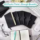 Laumoi 40 Pieces Small Notebooks A6 Pocket Journals 3.5 x 5.5 Inch Small Leather Notebook Mini Ruled Lined Journal with Elastic Band Pen Holder Page Marker Ribbons (Black)