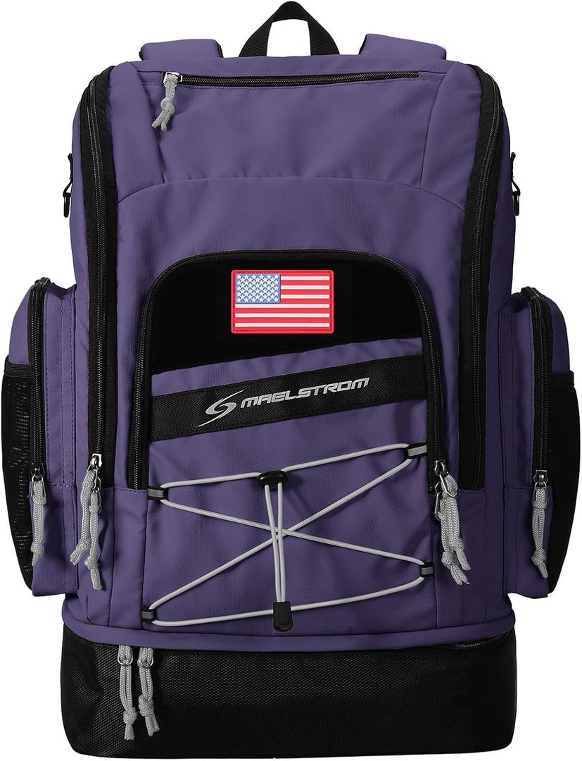 Maelstrom Waterproof Swim Backpack, Gear Sports Bag With Shoe Compartment | 35l Capacity, Durable Polyester, Ergonomic Back Padding, Lightweight. Ideal For Swimming, Snorkeling, Kayaking, Gym, Travel, Purple 