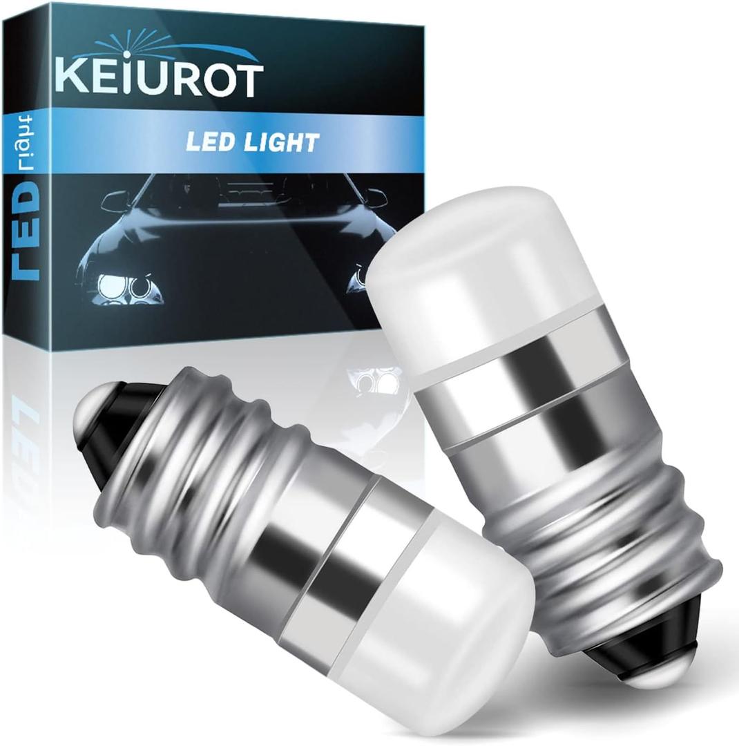 Keiurot 1487 1447 Bulb 1446 1449 E10 Led Bulb House Number Light Bulb Address Lights 10V-30Volt Train Bulbs, Flashlight Bulb, Landscaping Light Warm White, 2Pack