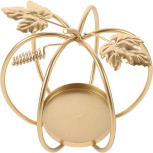 Cabilock Pumpkin Candlesticks Pumpkins Halloween Table Candle Holder Indoor Decorations Autumn for Shaped Centerpiece Decorate Holders Fall Stand LED Candle Stick Holder Golden Iron