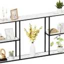 WOHOMO Console Table,Small Modern Entryway Table for Entry,3-Tier Long Sofa Table Behind Couch for Living Room,Entrance,White Marble(63 inch)