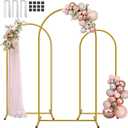 Hemmotop Metal Arch Backdrop Stand Set of 3, 6ft, 6.6ft, 7.2ft Wedding Arch Frame for Backdrop, Balloons, Flowers, Garden Dcor, Gold Arched Stand for Birthday, Baby Shower, Graduation Party, 3 Pieces