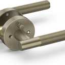 Asidrama 1 Pack Brushed Antique Brass Privacy Door Handles, Door Lever with Door Knobs Indoor for Bedroom or Bathroom, Heavy Duty Door Handles Interior with Locks for Left Right Sided Doors