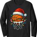 Christmas Basketball Ice Cream Drip for Boys, Kids, Men Long Sleeve T-Shirt, XL
