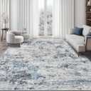 Living Room Area Rugs,8x10 Abstract Large Washable Rug Neutral Modern Low Pile Carpet for Bedroom Foldable Soft Rug for Dining Room Farmhouse Home Office, (Grey Blue,8'x10')