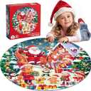 72 Pieces Shimmery Jumbo Christmas Floor Puzzle for Girls 35 46 Age Floor Puzzles for Boys and Girls Large Round Floor Jigsaw Puzzles (Christmas)