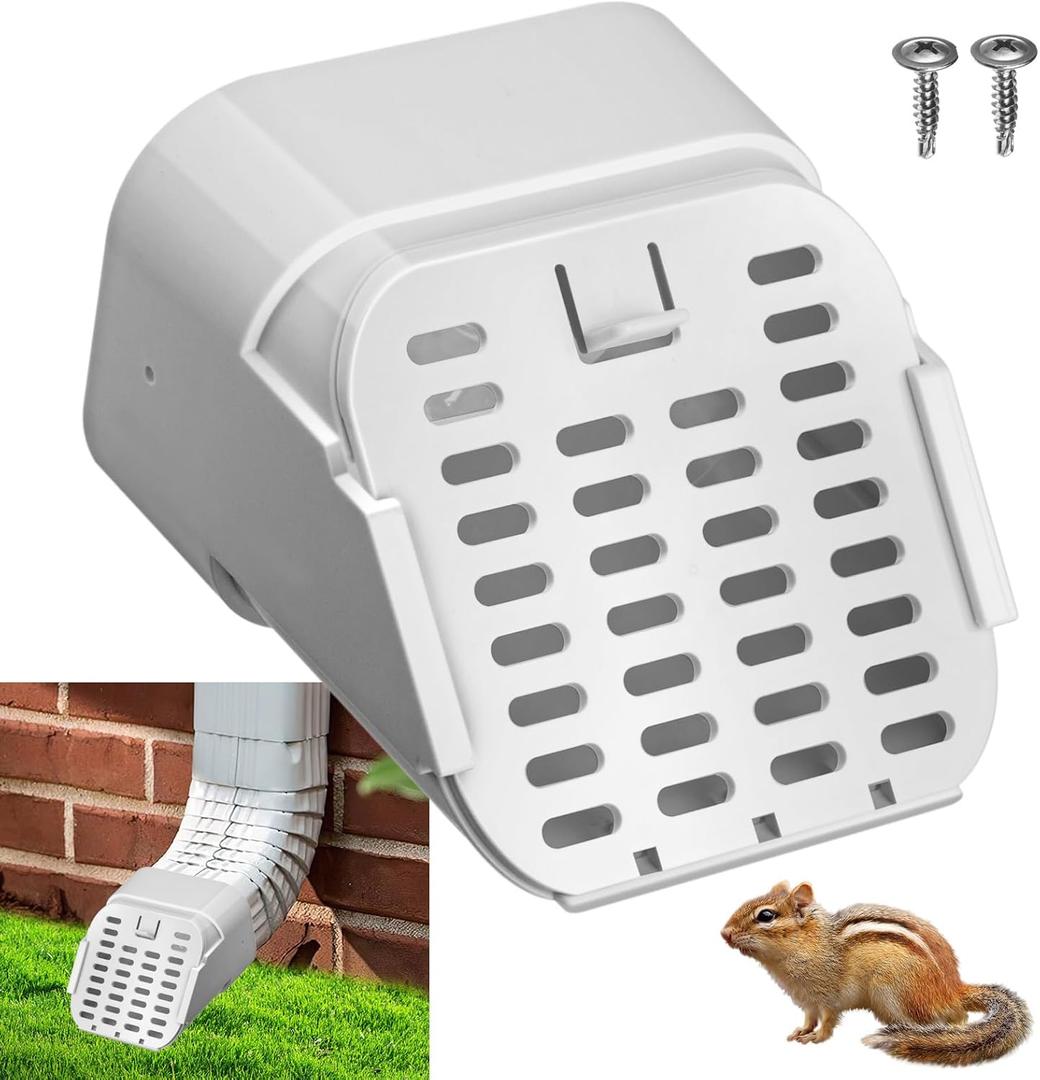 3"x4" Type-A Gutter Downspout Connector, Outlet Filter and Leaf Guard for Bottom of Downspouts (White)