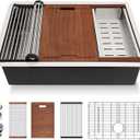 Lordear 28 Undermount Kitchen Sink Stainless Steel 16 Gauge Under Counter Workstation Sink Single Bowl 304 Stainless Steel One Basin Handmade Sinks