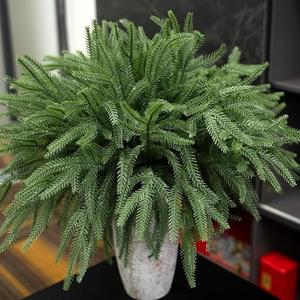 18IN Real Touch Norfolk Pine Branch 10 PCS Artificial Christmas Green Plants Branches Faux Greenery Stem Fake Pine Picks for Vase DIY Crafts Arrangement Garland Wreath Xmas Indoor Outdoor Home Decor