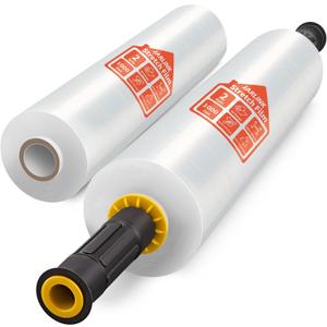 JARLINK Stretch Film, 15 Inch x 1000 Feet Shrink Wrap for Pallet Wrap, Industrial Strength Stretch Wrap with Handles, Moving Wrapping Plastic Roll, 60 Gauge, 2 Pack, Clear