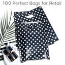 Choice Marts 100 Black Polka Dots Bags for Small Business 1.5Mil 9"x12" Perfect For Merchandise and Retail Extra Thick Glossy With Handles