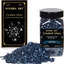 Syedra Crushed Glass for Crafts, Glitter Crushed High Luster Chips, Broken Glass Pieces, 3-6mm, 410G (Cobalt Blue)