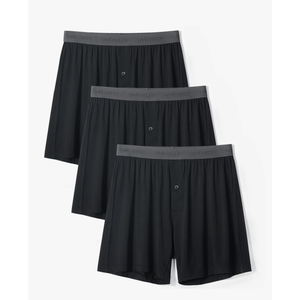 DAVID ARCHY Mens Underwear Bamboo Rayon Boxers for Men Breathable and Cool Men's Boxer Shorts with Button Fly 3 Pack L