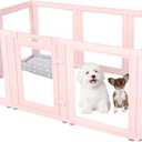 Clear Acrylic Plastic Dog Playpen - Clear Dog Play Pen - Easy Assemble Acrylic Dog Playpen - Puppy Playpen, Cat Playpen, Small Animal Playpen, Dog Play Pen Indoors (Pink-23.6" H, 10PCS)