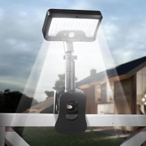Clip on Solar Lights Outdoor with Motion Sensor, 360Rotatable & Vertically Adjustable Solar Fence Lights with 92 LEDs (600 LM, 6000 K), IP65 Waterproof Security Light for Chain Link, Gutter, Camping