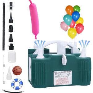 Electric Balloon Pump, 4-in-1 Portable Electric Air Pump for Inflatables, Balloons and Sports Ball, Balloon Inflator for 260q,Foil, Latex Balloons and Pool Floats, Faster and Save Time (green)