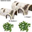 Reptile Hide Large Caves Simulation Tree Hideout Snake Hide Leopard Gecko Terrarium Plastic Plant Leaves Ornament Habitat Shelter Decor for Lizard Hermit Crab Spider Frog Amphibians