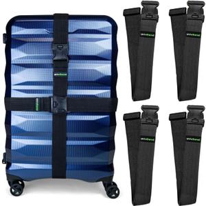 Untethered Luggage Straps | TSA-Approved Suitcase Belts with Heavy-Duty Buckles. Secure Adjustable Travel Accessories for Checked Bags. 4-Pack