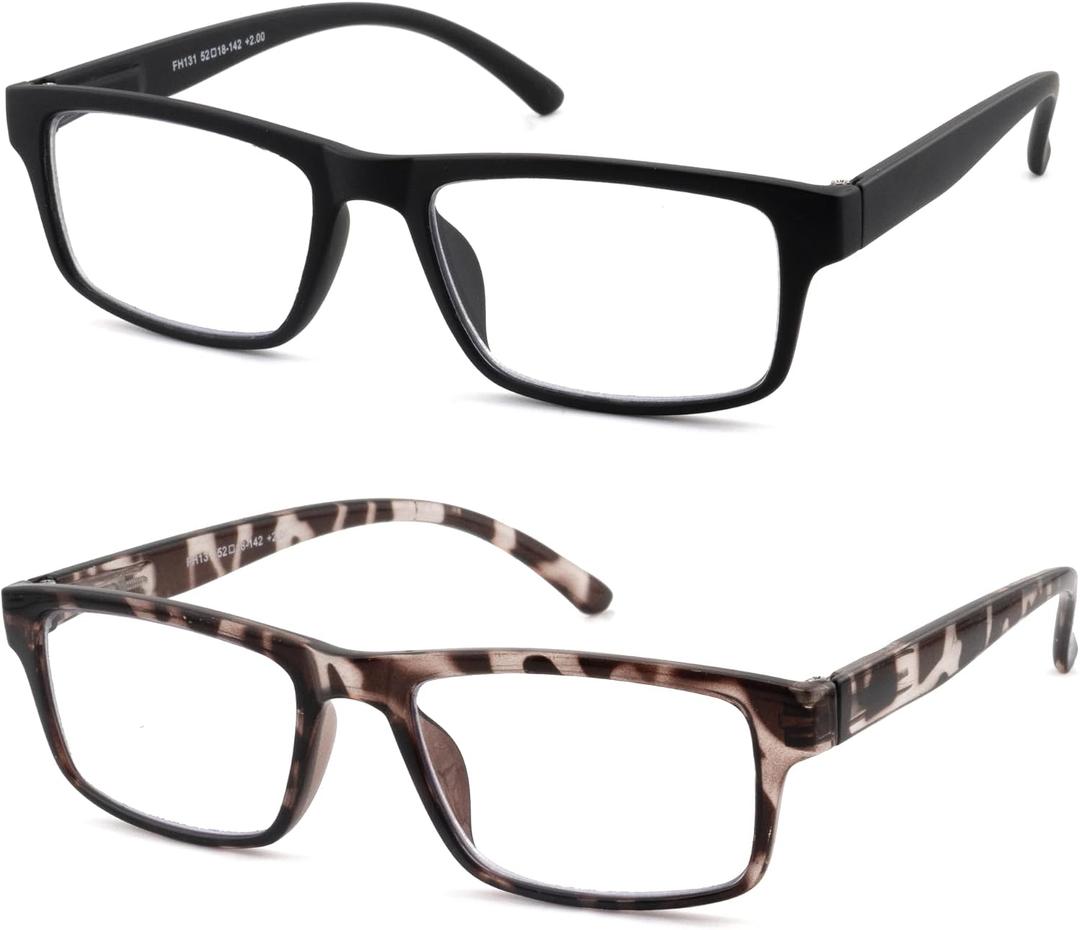 High Magnification Reading Glasses for Men Women with Strong Power TR Readers Black + Tortoiseshell, 8.00