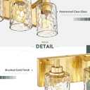 4-Light Bathroom Light Fixtures, 24.5 Inch Brushed Gold Vanity Lights with Clear Hammered Glass Cylinder Shade, Modern Vanity Lighting Fixture Over Mirror, VL198-BG-4