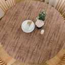 LIBERECOO Round Vinyl Fitted Tablecloth with Flannel Backing Elastic Edge Table Cover Waterproof Stain-Resistant Wipeable Tablcloths Fits 45-56" Round Tables