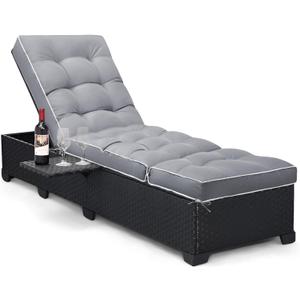 Outdoor Chaise Lounge Chair Cushion, Non-Slip Patio Chaise Lounge Cushions Waterproof for Outdoor Furniture, Thickened Patio Pool Lounger Chair Cushion, 76.4 x 22.8 x 4.7 Inches, Grey