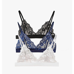 Womens Bra No Underwire Lace Unlined Demi Triangle Bralettes , Size M