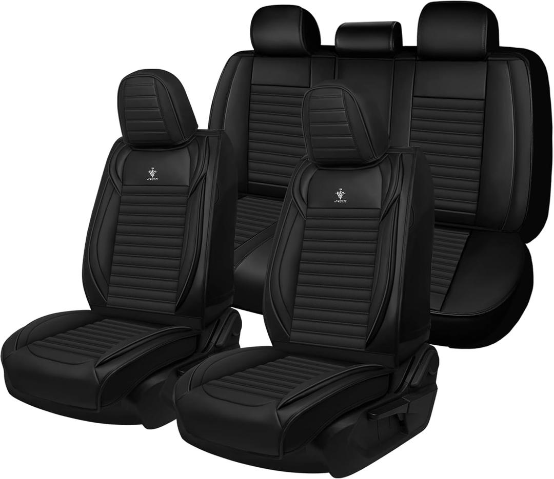 Car Seat Cover Fit for Toyota Camry 2000-2026 Full Coverage Nappa Faux Leather Car Seat Protector, Fashion Anti-Slip Waterproof Easy to Install, Auto Interior Accessories(Full Set,Black&Black)