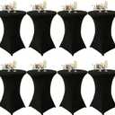 8Pack Cocktail Table Covers 32x43Inch Black Cocktail Tablecloth Fitted Spandex Stretch Hightop Table Cover for Party Bar Pub Wedding Banquet