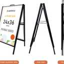 Heavy Duty A Frame Sidewalk Sign 24x36 Inch, Double-Sided Folding Sandwich Board with Push-in Design for Business Outdoor Advertising, All-Metal Weatherproof Display Stand