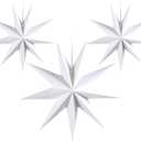 SUNBEAUTY 3 Pcs 9-Pointed White Paper Star Lanterns 12 Inch Hanging Lampshade Wedding Birthday Christmas Home Party Decoration