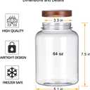 YUEJUM 64 Fluid Ounces Unbreakable & Dishwasher Safe Plastic Apothecary Jar with Wooden Airtight Screw Top Lid, 0.5 Gallon Food Storage Canister for Sugar, Coffee, Cookie, Cereal, Flour Containers